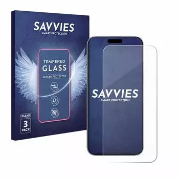 Savvies Schutzglas für Apple iPhone 16 Pro 3 Stück Displayschutz 9H Glas Klar Transparent
