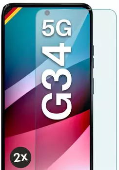 moex Klares Panzerglas für Motorola Moto G34 5G passgenaue 9H Schutzfolie für zuverlässigen Displayschutz ShockProtect Klar
