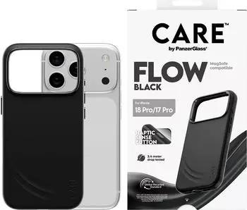 PanzerGlass Flow Case iPhone 17 Pro, schwarz, MagSafe, transparent (CR63459)
