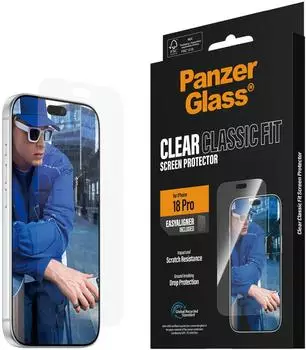 PanzerGlass Classic Fit Displayschutzglas f&uuml;r iPhone 18 Pro, antibakteriell (PG35997)