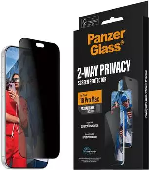 PanzerGlass 2-Way Privacy Screen Protector Apple iPhone 18 Pro Max | Ultra-Wide Fit w. EasyAligner