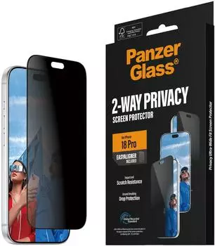 PanzerGlass 2-Way Privacy Screen Protector Apple iPhone 18 Pro | Ultra-Wide Fit w. EasyAligner