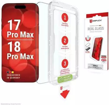 Displex Real Glass MountMaster Displayschutzglas f&uuml;r iPhone 17/18 Pro Max (02312)