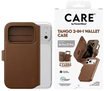 PanzerGlass Tango 2-in-1 Wallet Case MagSafe, Kunstleder, braun (CR47329)