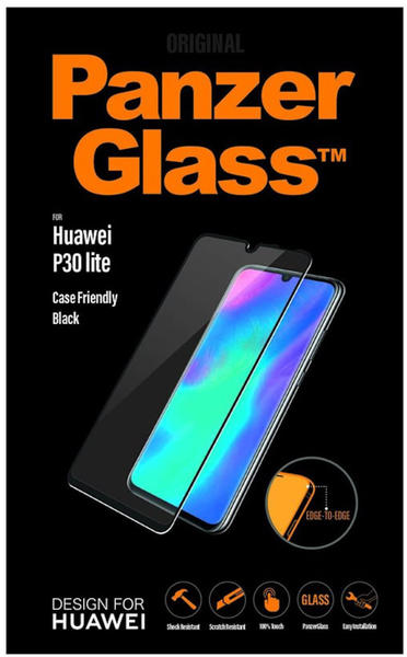 PanzerGlass Displayschutz, Schutzfolie transparent/schwarz, Huawei P30 Lite