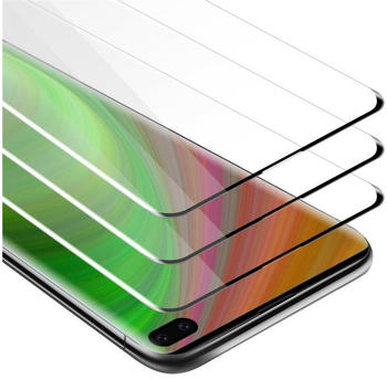 Cadorabo 3x Vollbild Panzer Folie für Samsung Galaxy S10 PLUS, Schutzfolie in 9H Härte mit 3D Touch Kompatibilität