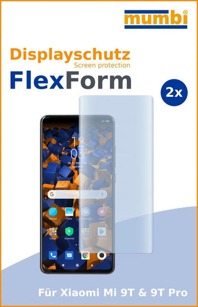 Mumbi FlexForm Schutzfolie kompatibel mit Xiaomi Mi 9T / Xiaomi Mi 9T Pro Folie weich (TPU Displayschutzfolie passgenau für gebogene Displays) (2x)