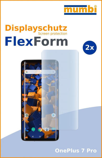 Mumbi FlexForm Schutzfolie kompatibel mit OnePlus 7 Pro Folie weich (TPU Displayschutzfolie passgenau für gebogene Displays) 2x