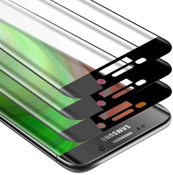 Cadorabo 3x Vollbild Panzer Folie für Samsung Galaxy S6 EDGE - Schutzfolie in TRANSPARENT mit SCHWARZ