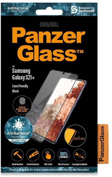 PanzerGlass Case Friendly AntiBacterial Black with Fingerprint Support Samsung Galaxy S21 Plus