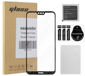 Cadorabo Vollbild Panzer Folie für Huawei P20 LITE Schutzfolie in TRANSPARENT mit SCHWARZ Gehärtetes (Tempered) Display-Schutzglas in 9H Härte mit 3D Touch Kompatibilität
