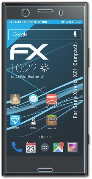 atFoliX FX-Clear 3x Schutzfolie für Sony Xperia XZ1 Compact Displayschutzfolie