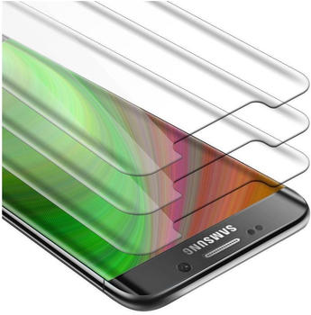 Cadorabo 3x Panzer Folie Tempered für Samsung Galaxy S6 EDGE, Schutzfolie in 9H Härte mit 3D Touch Kompatibilität