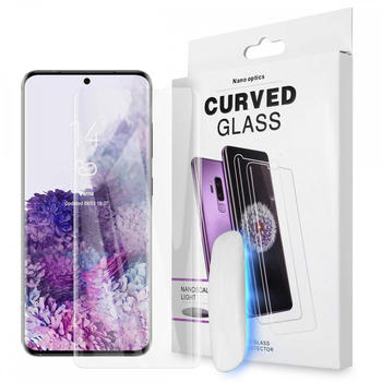 Protectorking 1x 9H Hartglas für Samsung Galaxy S20 CURVED UV Displayschutz Panzer Schutzglas