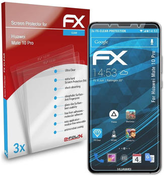atFoliX FX-Clear 3x Schutzfolie für Huawei Mate 10 Pro Displayschutzfolie