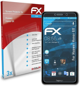 atFoliX FX-Clear 3x Schutzfolie für Huawei Honor 6X Displayschutzfolie