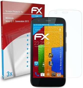 atFoliX FX-Clear 3x Schutzfolie für Motorola Moto G (1. Generation 2013) Displayschutzfolie
