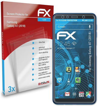 atFoliX FX-Clear 3x Schutzfolie für Samsung Galaxy A7 (2018) Displayschutzfolie