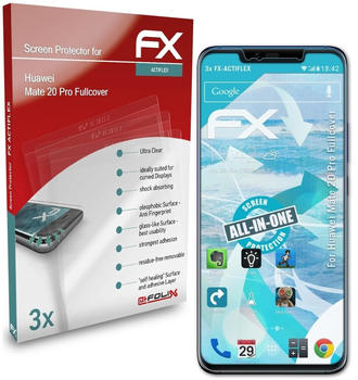 atFoliX FX-ActiFleX 3x Schutzfolie für Huawei Mate 20 Pro (Fullcover) Folie