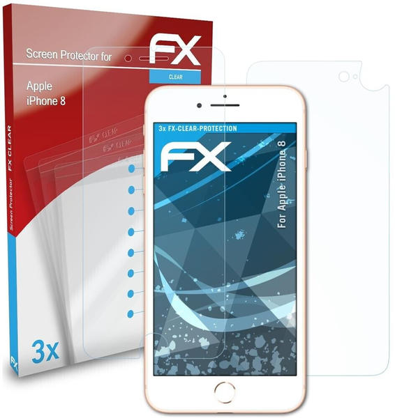 atFoliX FX-Clear 3x Schutzfolie für Apple iPhone 8 Displayschutzfolie