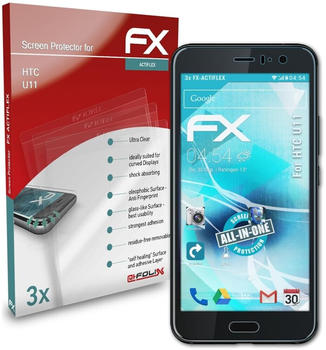 atFoliX FX-ActiFleX 3x Schutzfolie für HTC U11 Folie