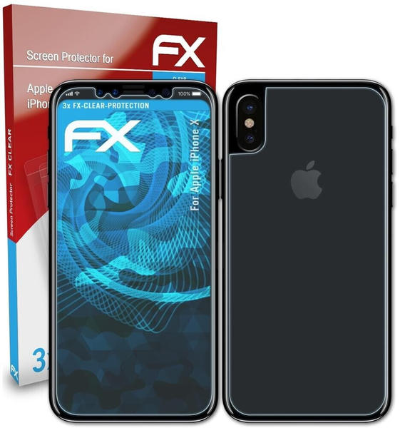 atFoliX FX-Clear 3x Schutzfolie für Apple iPhone X Displayschutzfolie