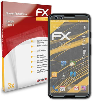 atFoliX FX-Antireflex 3x Schutzfolie für Google Pixel 3 Panzerfolie