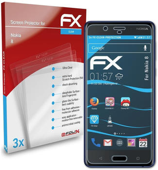 atFoliX FX-Clear 3x Schutzfolie für Nokia 8 Displayschutzfolie