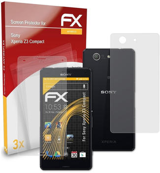 atFoliX FX-Antireflex 3x Schutzfolie für Sony Xperia Z3 Compact Panzerfolie