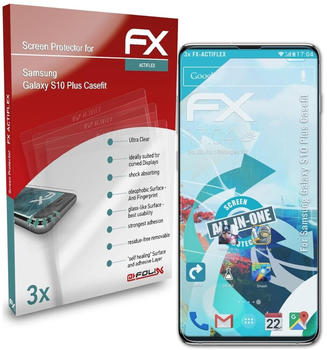 atFoliX FX-ActiFleX 3x Schutzfolie für Samsung Galaxy S10 Plus (Casefit) Folie