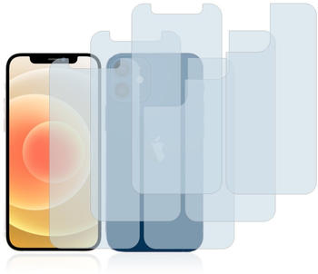 Savvies 6X Schutzfolie für Apple iPhone 12 Mini (Vorder + Rückseite) Displayschutz-Folie Ultra-transparent
