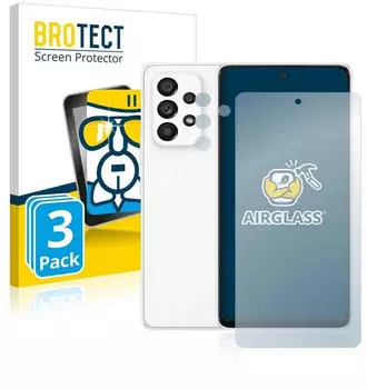 BROTECT 3x AirGlass Panzerglasfolie f&uuml;r Samsung Galaxy A53 5G (Vorderseite + Kamera)