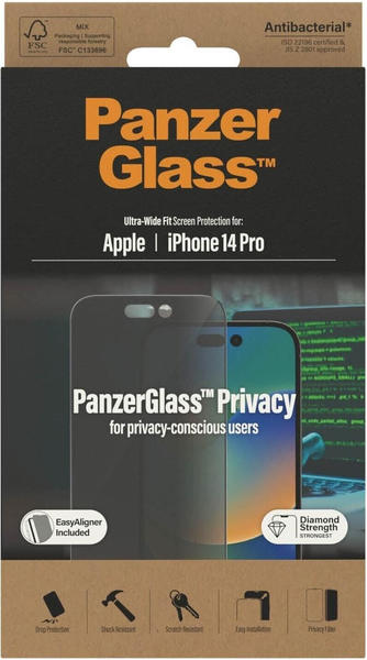 PanzerGlass Ultra Wide Fit Screen Protector Privacy iPhone 14 Pro