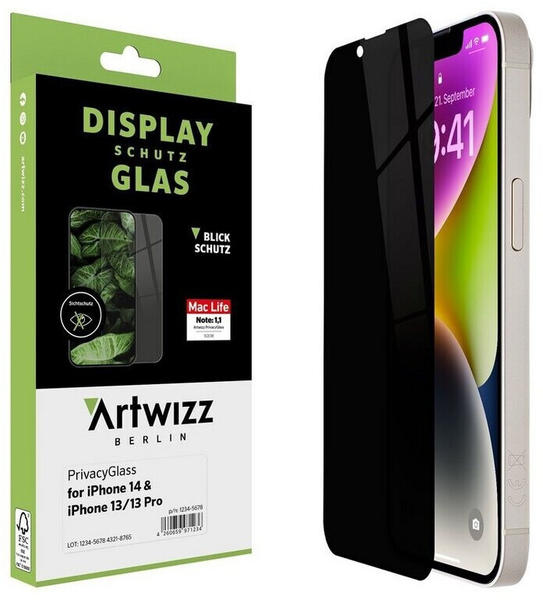 Artwizz PrivacyGlass iPhone 14/iPhone 13/13 Pro