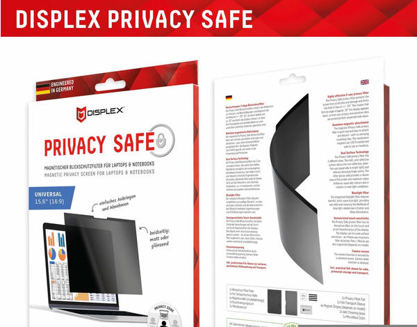 Displex Privacy Safe, Laptop Blickschutzfilter (15.60