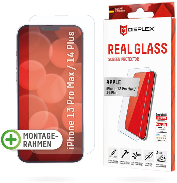Displex Real Glass, 2D Panzerglas (1 Stück, iPhone 14 Plus), Smartphone Schutzfolie