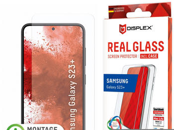 Displex Real Glass, 2D Panzerglas + Handyhülle (1 Stück, Galaxy S23+), Smartphone Schutzfolie