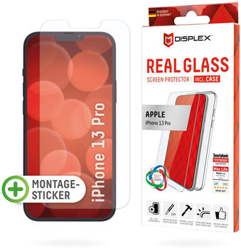 Displex Real Glass, 2D Panzerglas + Handyhülle (1 Stück, iPhone 13 Pro), Smartphone Schutzfolie