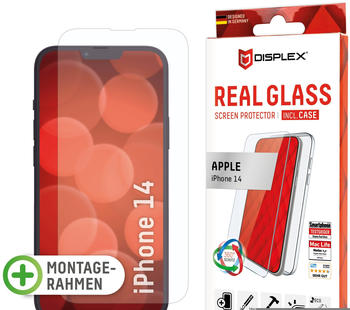 Displex Real Glass, 2D Panzerglas + Handyhülle (1 Stück, iPhone 14), Smartphone Schutzfolie