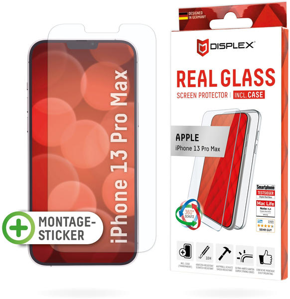 Displex Real Glass, 2D Panzerglas + Handyhülle (1 Stück, IPhone 2021 6.7''), Smartphone Schutzfolie