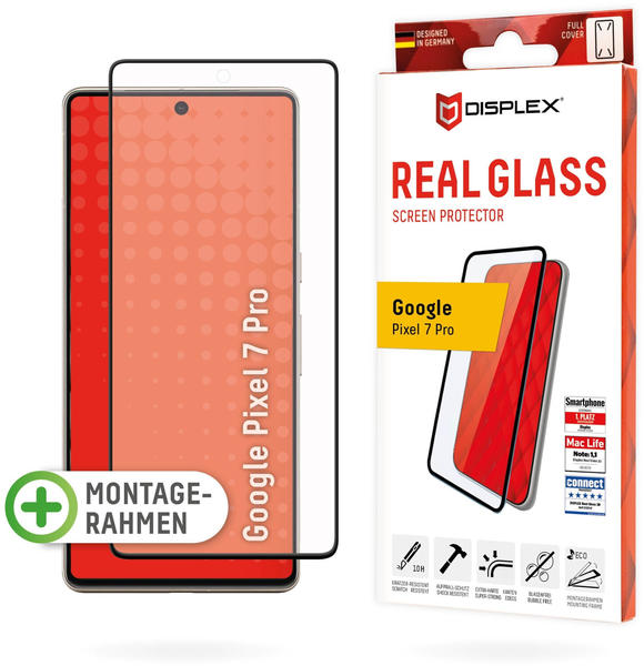 Displex Real Glass, Full Cover Panzerglas (1 Stück, Google Pixel 7 Pro), Smartphone Schutzfolie