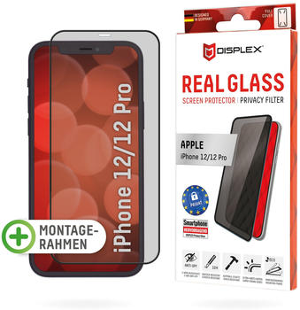 Displex Real Glass, Privacy Full Cover Panzerglas (1 Stück, iPhone 12, iPhone 12 Pro), Smartphone Schutzfolie