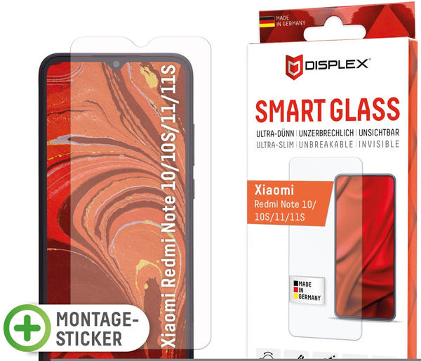 Displex Smart Glass, Displayschutzfolie (1 Stück, Xiaomi Redmi Note 10, Xiaomi Redmi Note 10S, Xiaomi Redmi Note 11S, Xiaomi Redmi Note 11), Smartphone Schutzfolie