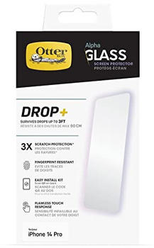 OtterBox Amplify Privacy Glass Displayschutz für Apple iPhone 14 Pro, gehärtetes Glas, x5 Kratzschutz, übersteht Stürze bis zu 1.8m, antimikrobieller Schutz, 77-88990, Transparent
