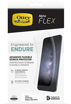 OtterBox Alpha Flex Displayschutz für Samsung Galaxy S22 Ultra, ultra starker Schutz vor Brüchen und Kratzern, antimikrobieller Schutz