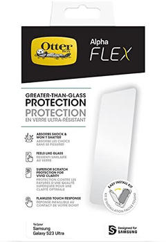OtterBox Alpha Flex Displayschutz für Samsung Galaxy S23 Ultra, Ultra starker Schutz vor Brüchen und Kratzern, antimikrobieller Schutz