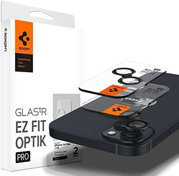 Spigen Glas.tR EZ Fit Optik Pro Kameraschutz kompatibel mit iPhone 14, iPhone 14 Plus, 2 Stück, Schwarz, Individuelle Kameraprotektion, Anti-Kratzer, 9H Härte Folie