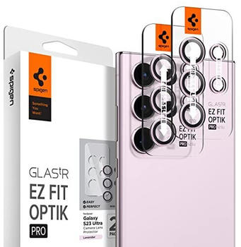 Spigen Glas.tR EZ Fit Optik Pro Kameraschutz kompatibel mit Samsung Galaxy S23 Ultra, 2 Stück, Lavender, Individuelle Kameraprotektion, Anti-Kratzer, 9H Härte Folie