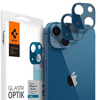 Spigen Glas.tR Optik Kameraschutz kompatibel mit iPhone 13, iPhone 13 Mini, 2 Stück, Blau, Anti-Kratzer, 9H Härte Schutzfolie