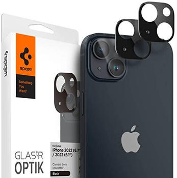 Spigen Glas.tR Optik Kameraschutz kompatibel mit iPhone 14, iPhone 14 Plus, 2 Stück, Schwarz, Anti-Kratzer, 9H Härte Schutzfolie